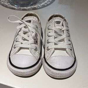 Converse Baby/ Toddler White Low-Top Canvas Sneakers with Black Trim